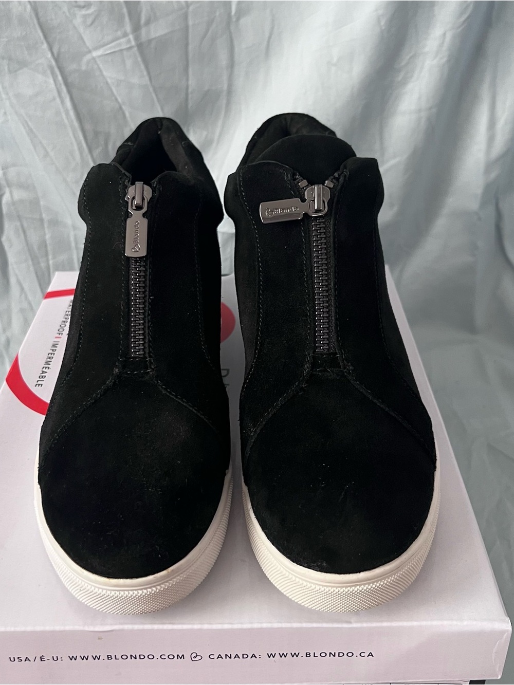 Blondo Glenda Black Suede Wedge Sneaker with White Sole - New in box